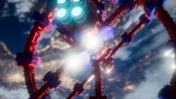 International Space Station in Outer Space Over the Planet Earth alt