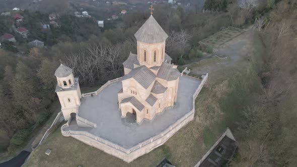 Aerial view of Trinity Church on Mount Sameba in Batumi, Adjara, Georgia