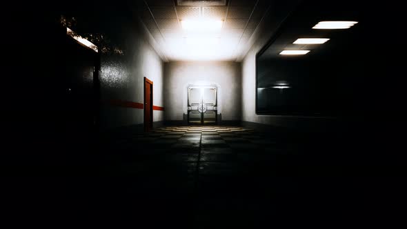 Empty Dark Hospital Laboratory Corridor alt