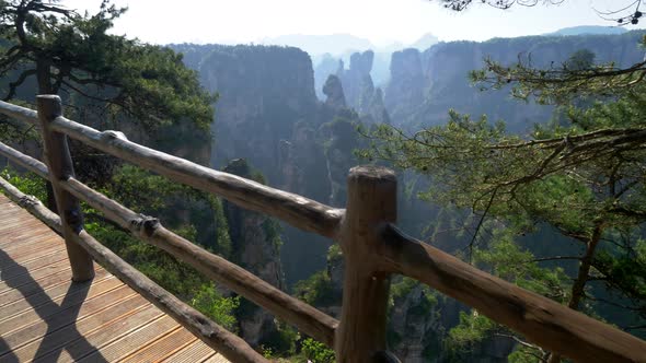 Camera Moving Through View Point in Zhangjiajie National Forest Park (Also Known As Avatar Floating