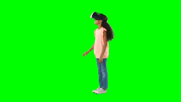 Girl using virtual reality headset