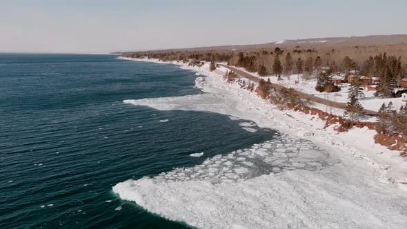 Icy-cold Water Of Lake Superior With Ice Starting To Melt On Later Part Of Winter In Duluth, Minneso