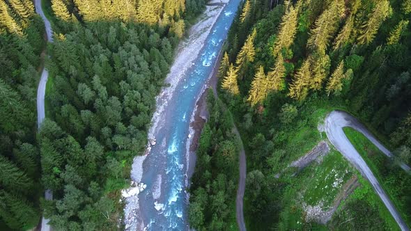 Aerial View of Mountain River