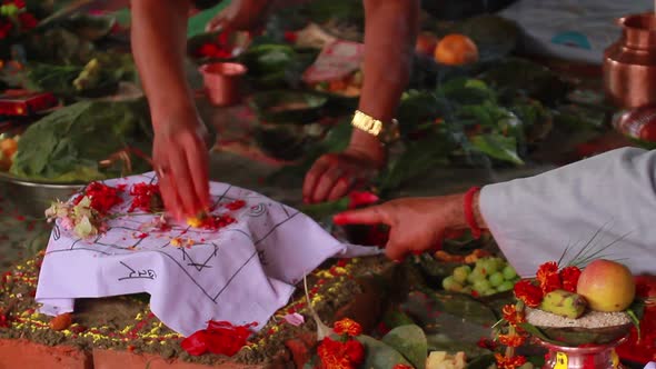 Detail of Puja during wedding ceromony