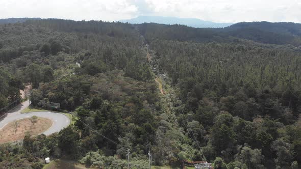 Panoramic View Of Arvi Park - a nature preserve in Medellin, Colombia - aerial static