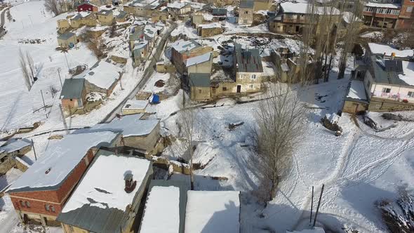 Snowy Ruin Poor Town Houses in Afghanistan Geography