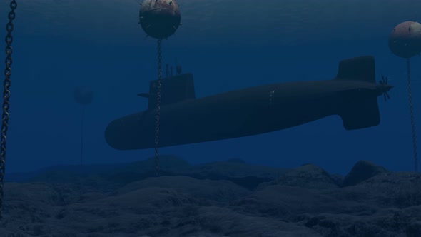 Submarine Passing Through A Minefield