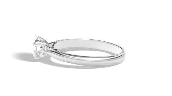 Blank silver ring with diamond lying, looped rotation