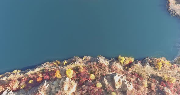 View of the Lake in a Granite Quarry As It Looks From Above