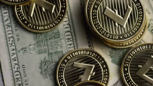 Rotating shot of Bitcoins