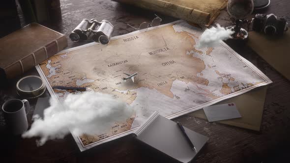 Vintage Travel World Map Country China Location alt