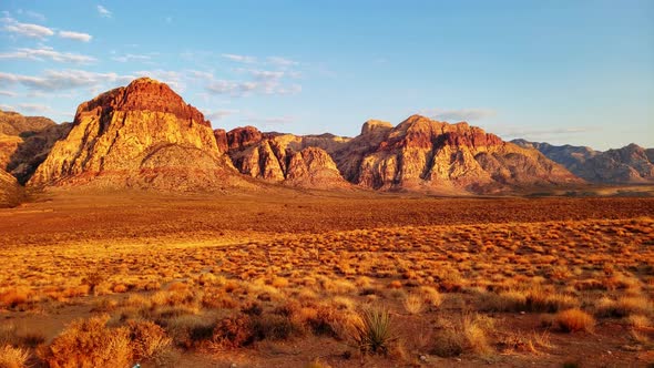 Red Rock Mountains and scenic morning panorama