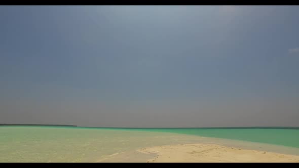 Aerial top down texture of exotic bay beach trip by blue sea and white sand background of a picnic i