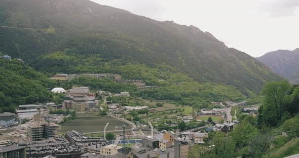 Andorra Principality Of The Valleys Of Andorra  May 15 2018 Top View Of Cityscape In Summer Season