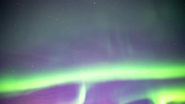The northern lights, or Aurora Borealis, putting on a spectacular evening display in northern Albert