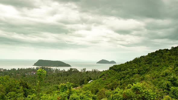 Storm clouds over tropical islands