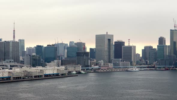 Timelapse Modern Tokyo Cityscape on Nasty Day Aerial View