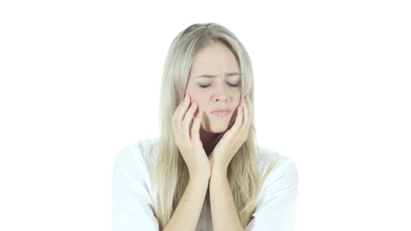 Loss, Woman Reacting To Failure, Stress, White Background