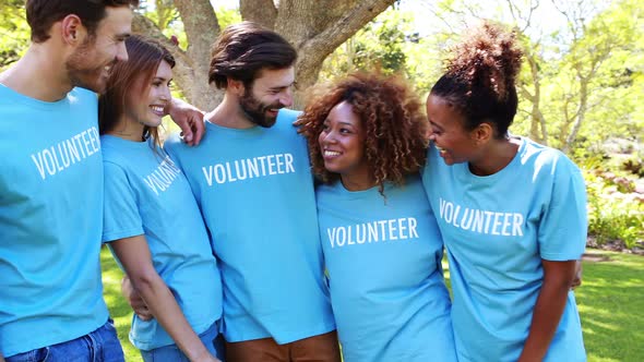 Group of volunteer having fun