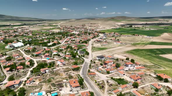 Small Farming Village in Turkey Aerial View 4 K