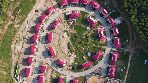 New Modern Cottage Village in the Suburbs Aerial View