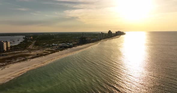 Morning Over Gulf Shores Beach Alabama. 5k Video Clip