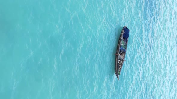 Tanzania Vertical Video  Boat Boats in the Ocean Near the Coast of Zanzibar Aerial View