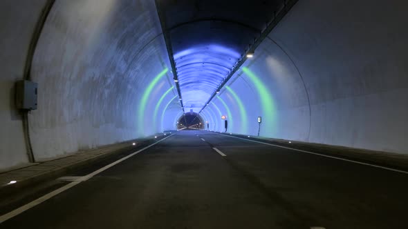 Modern Road Tunnel And Lights