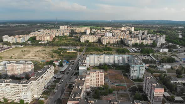 Residential Blocks of High Rise Apartment Buildings at a Sleeping Area of City, Aerial View