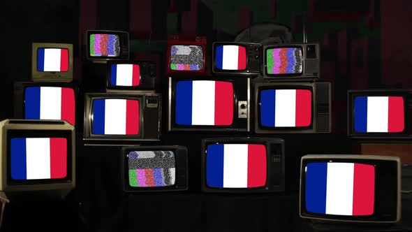 Flags of France and Televisions from 80s and 90s.
