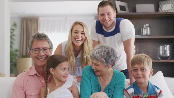 Happy family in a house