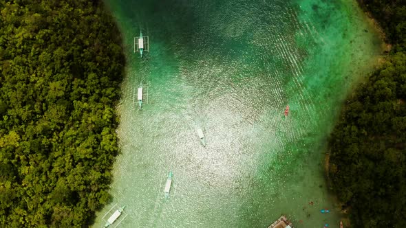 Aerial View of Sugba Lagoon SiargaoPhilippines