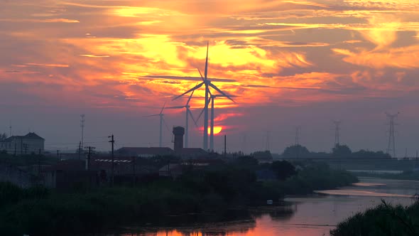 Wind Turbines at sunset