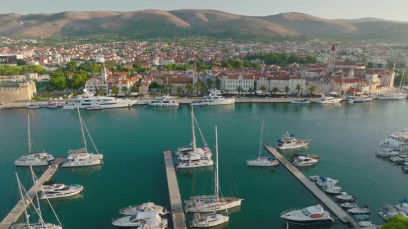 Yachts Moored at the Pier of the Old Town of Trogir Croatia