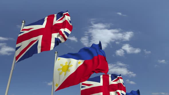 Waving Flags of the Philippines and the UK