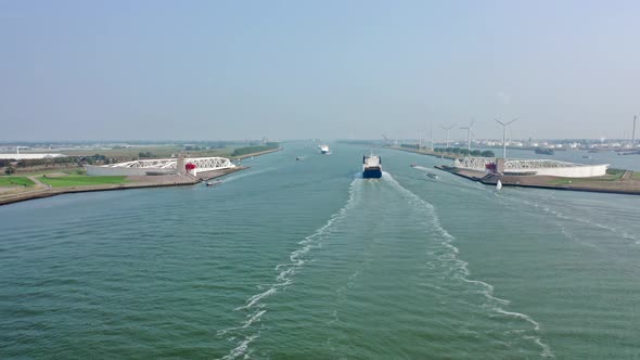 Time Lapse of Ferries in Calandkanaal in the Port of Rotterdam