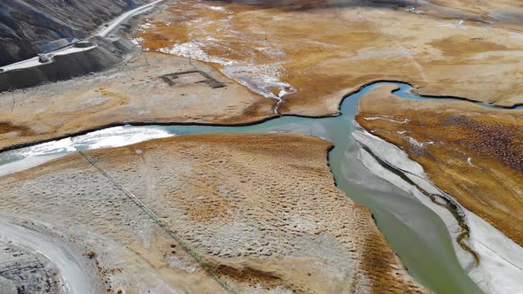 Aerial photography of winding rivers in China xinjiang