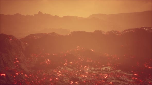 Closeup of a Lava Flow of Volcano on Hawaii