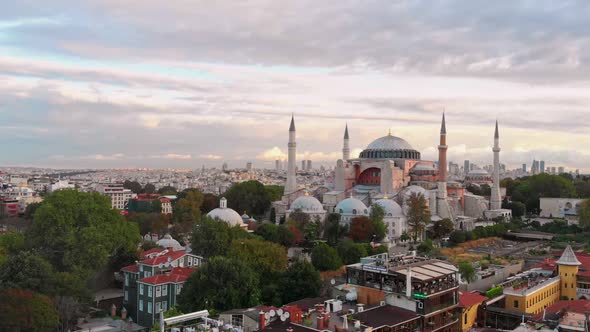 Hagia Sophia Drone Aerial View 