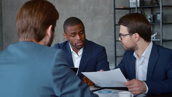 Young business people team colleague working with document