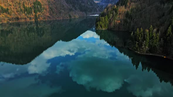 Beautiful Alpine Lake Ritsa Between the Mountains