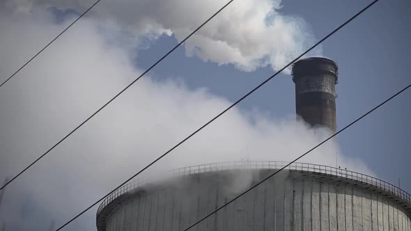 Smoke Comes From the Chimney. Air Pollution. Slow Motion. Ecology. Kyiv. Ukraine