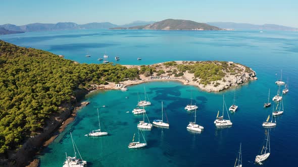 Yacht Near the Green Island in Greece