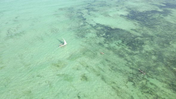 Boats in the Ocean Near the Coast of Zanzibar Tanzania Slow Motion