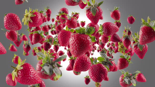 Burst of Strawberry in Grey Background