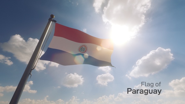 Paraguay Flag on a Flagpole V2