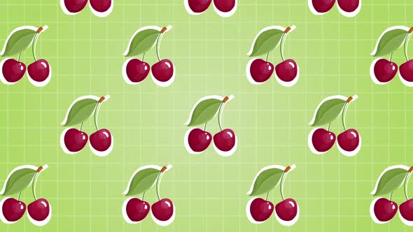 Cherry Cut Sliced Fruits Food Animation Background