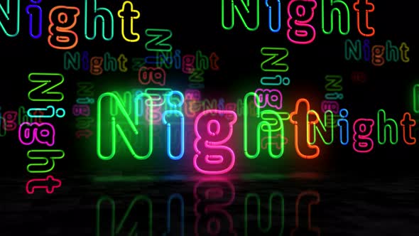 Night symbol glowing neon 3d lights