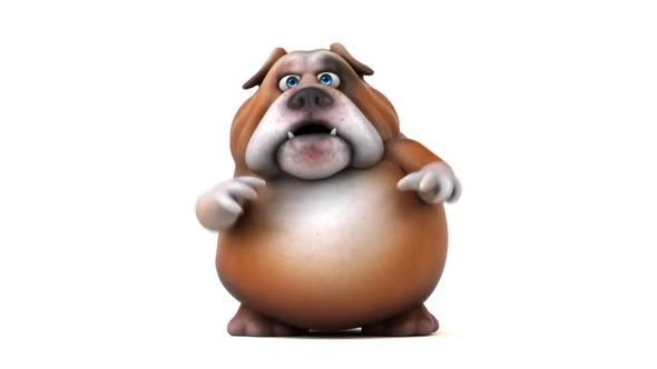 Fun 3d cartoon bulldog dancing