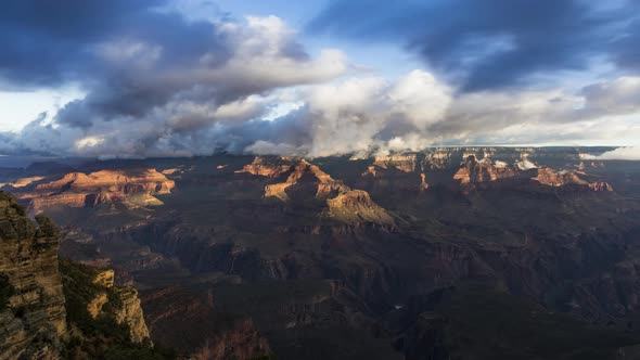 Timelapse of the Clouds Above the Grand Canyon National Park at Sunrise